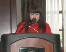 Picture of Me Being a Keynote Speaker at the Volunteer Reception